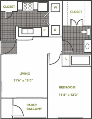 Photo of the Madison - One Bedroom / One Bath 632 Sq. Ft.* floorplan