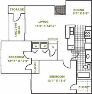 Photo of the  Brenlin - Two Bedroom / One Bath 899 Sq. Ft.* floorplan