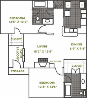 Photo of the Fairfax - Two Bedroom / Two Bath 1,010 Sq. Ft.* floorplan