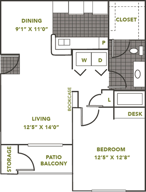 Breckenridge - One Bedroom / One Bath -  727 Sq. Ft.*